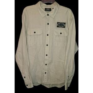 Harley Davidson Shirt Mens L Button Up Long Sleeve 100% Cotton Embroidery Patch